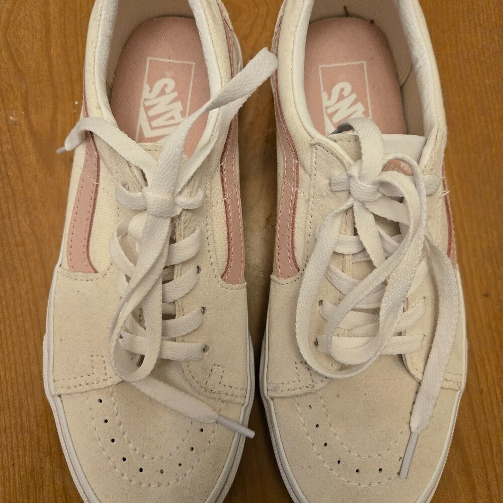 Vans Womens 8 Off-White and Pink